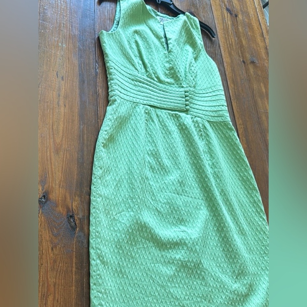 Kay Unger Green Ruched Tie Front Sheath Dress